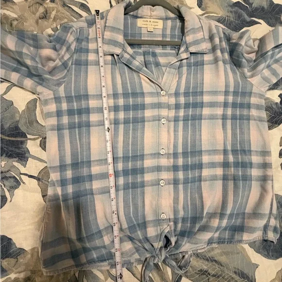 *EUC* Cloth & Stone Blue and Pink Plaid Button Down Shirt - Picture 7 of 7